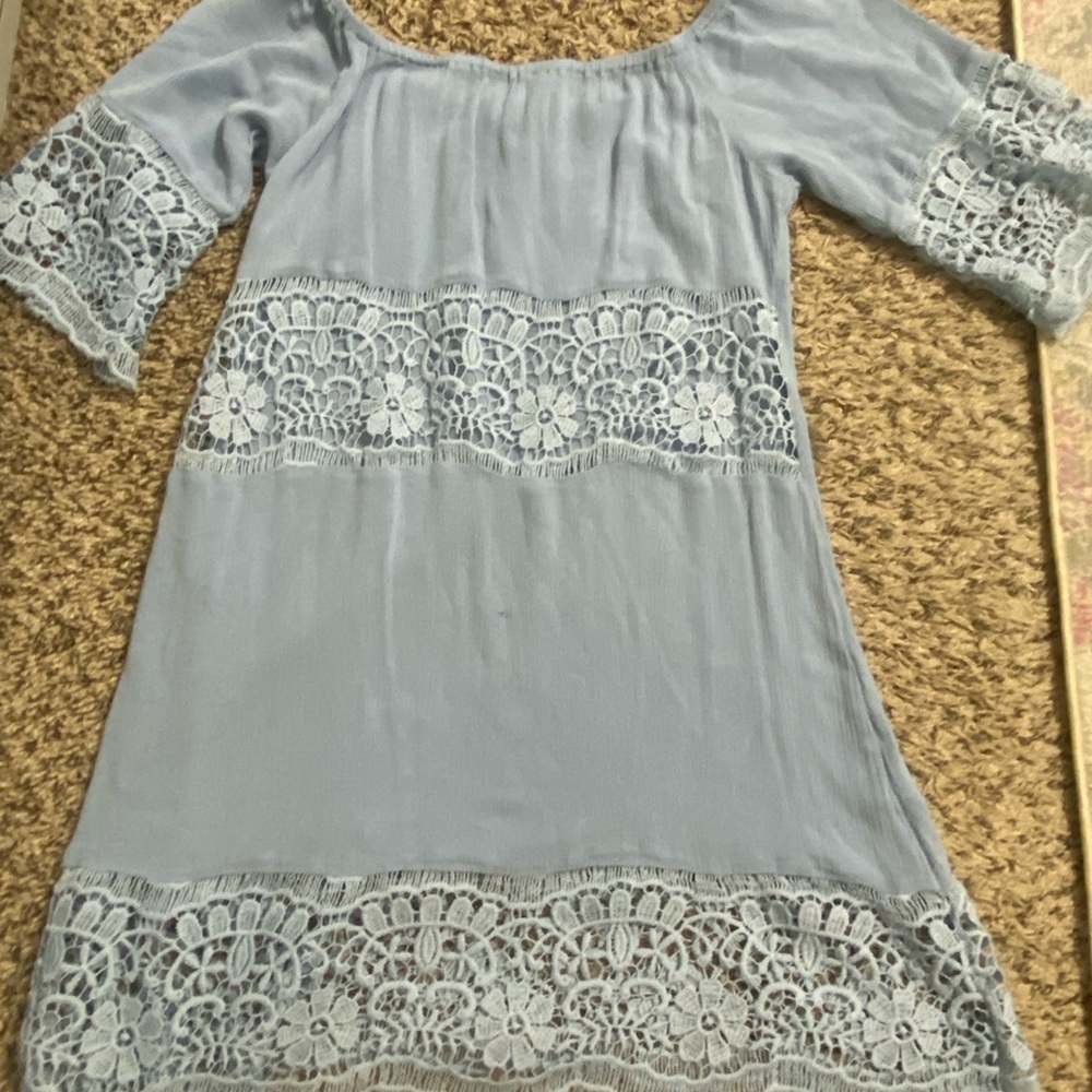 Elegant Blue Lace Women's Blouse